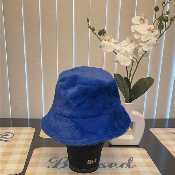 Fuzzy Blue Bucket Hat - Picture 3 of 4
